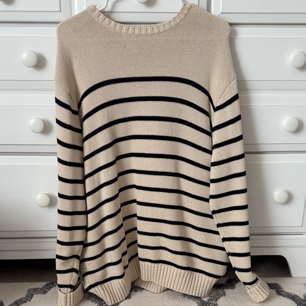 Brandy Melville Striped Beige and Black Women's Sweater